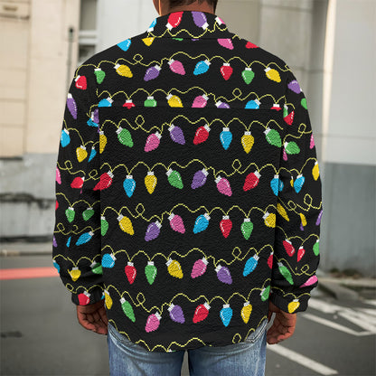 Pixel Christmas Lights Print Men's Shirt Jacket