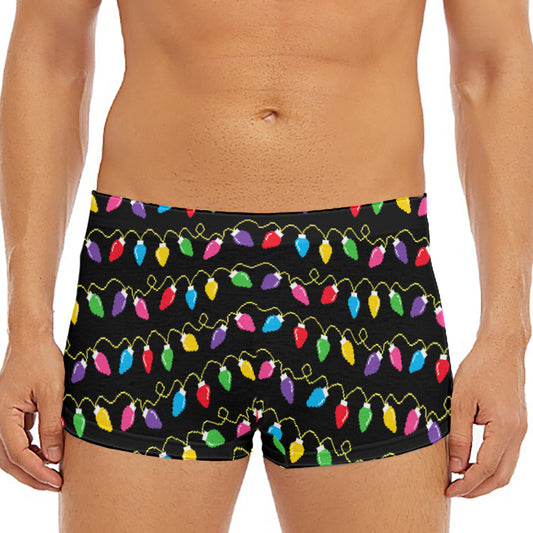 Pixel Christmas Lights Print Men's Short Boxer Briefs
