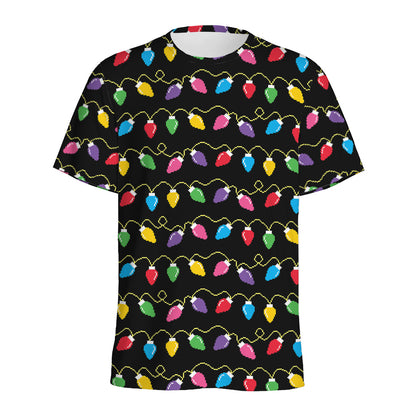Pixel Christmas Lights Print Men's Sports T-Shirt