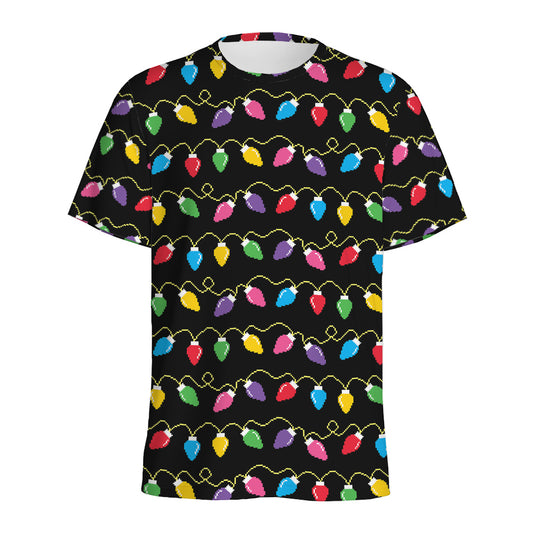 Pixel Christmas Lights Print Men's Sports T-Shirt