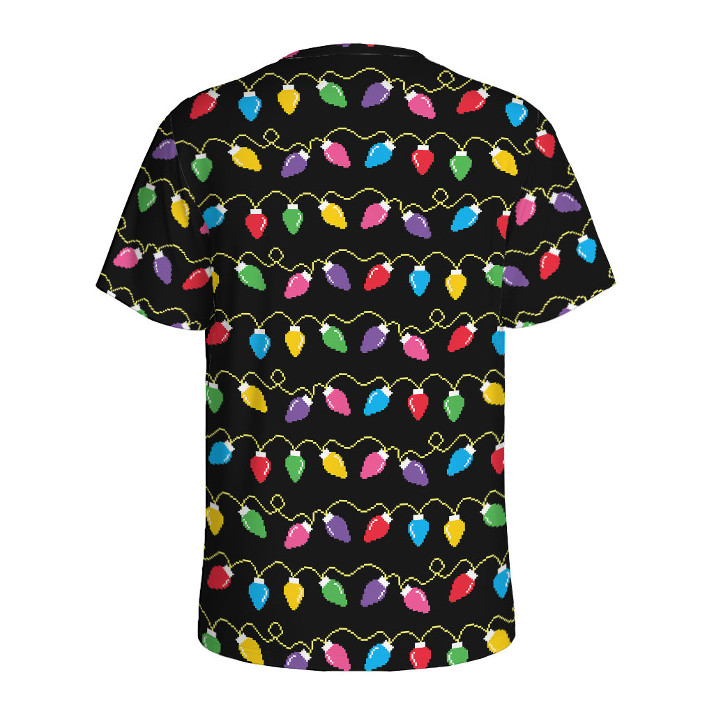 Pixel Christmas Lights Print Men's Sports T-Shirt