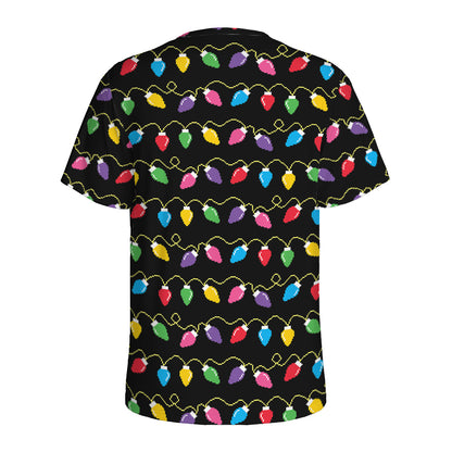 Pixel Christmas Lights Print Men's Sports T-Shirt