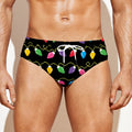 Pixel Christmas Lights Print Men's Swim Briefs