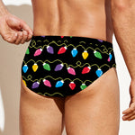 Pixel Christmas Lights Print Men's Swim Briefs