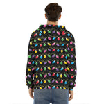 Pixel Christmas Lights Print Men's Velvet Pullover Hoodie
