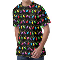 Pixel Christmas Lights Print Men's Velvet T-Shirt
