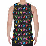 Pixel Christmas Lights Print Men's Velvet Tank Top