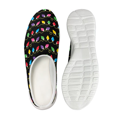 Pixel Christmas Lights Print Mesh Casual Shoes