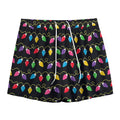 Pixel Christmas Lights Print Mesh Shorts