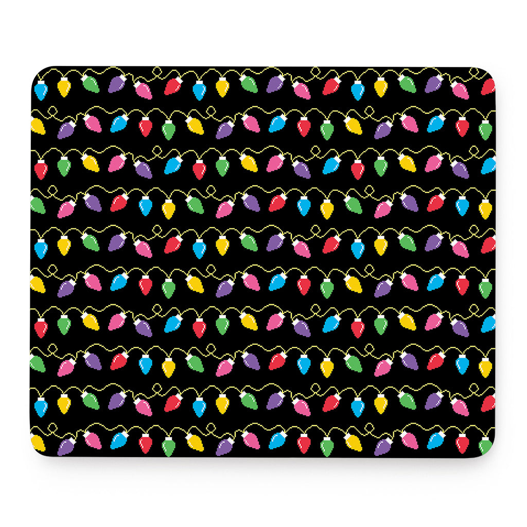 Pixel Christmas Lights Print Mouse Pad