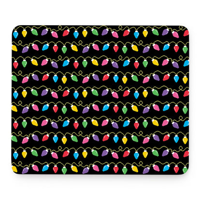 Pixel Christmas Lights Print Mouse Pad