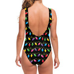 Pixel Christmas Lights Print One Piece Swimsuit