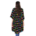 Pixel Christmas Lights Print Open Front Beach Cover Up
