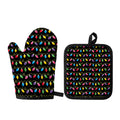 Pixel Christmas Lights Print Oven Mitt And Pot Holder Set
