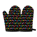 Pixel Christmas Lights Print Oven Mitts