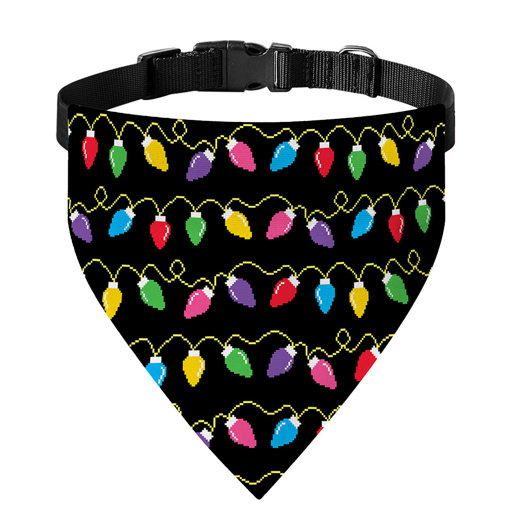 Pixel Christmas Lights Print Over The Collar Dog Bandana