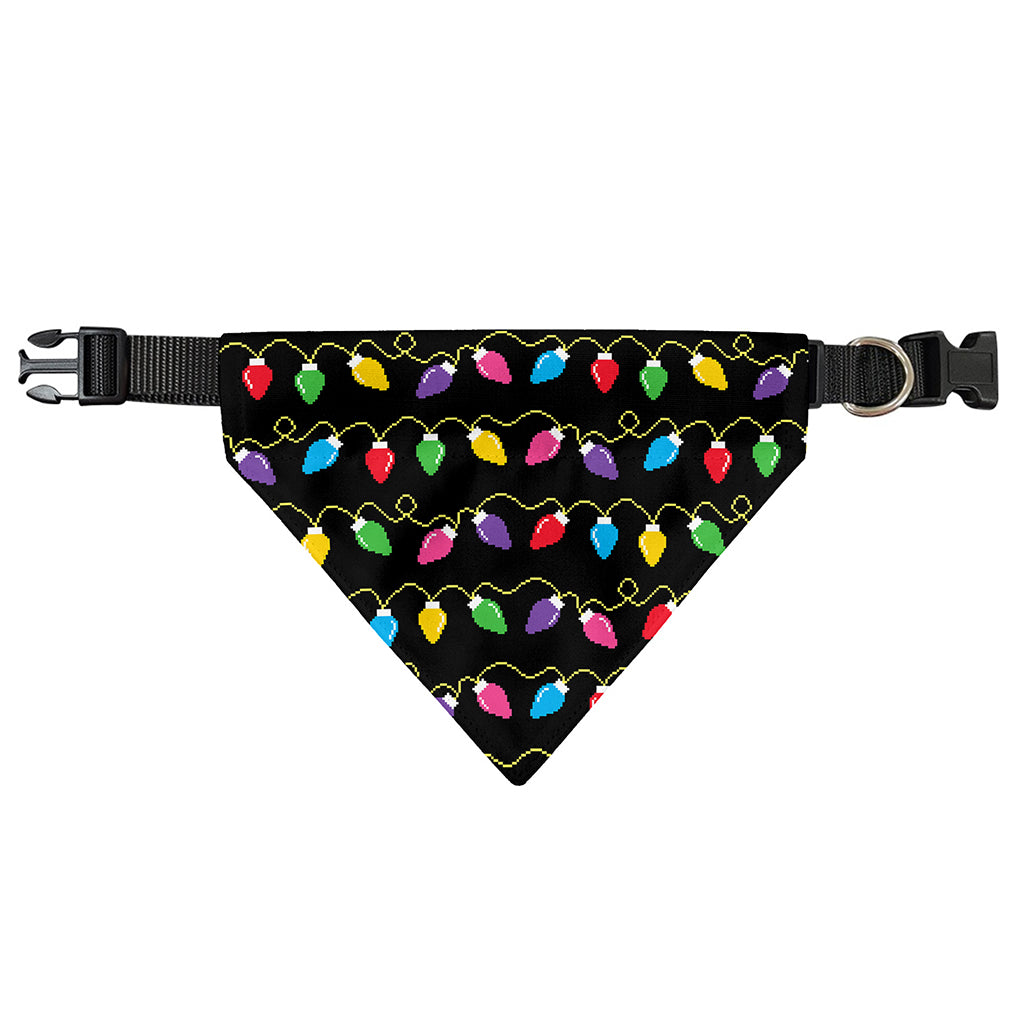 Pixel Christmas Lights Print Over The Collar Dog Bandana