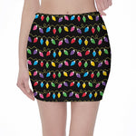 Pixel Christmas Lights Print Pencil Mini Skirt