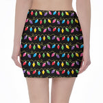 Pixel Christmas Lights Print Pencil Mini Skirt