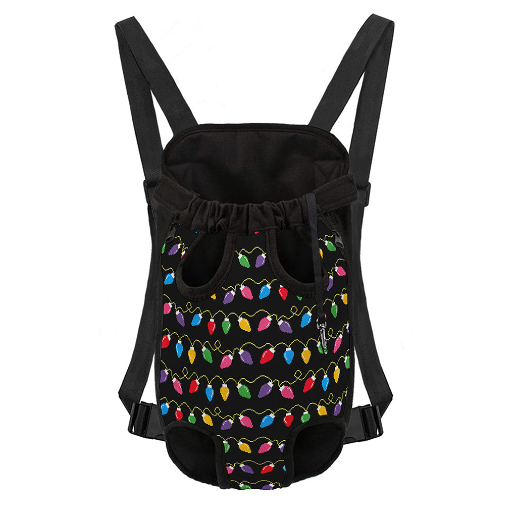 Pixel Christmas Lights Print Pet Carrier Backpack