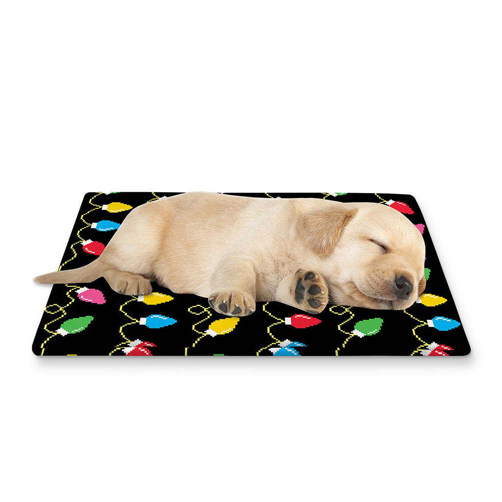 Pixel Christmas Lights Print Pet Cooling Mat Cover