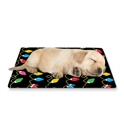 Pixel Christmas Lights Print Pet Cooling Mat Cover