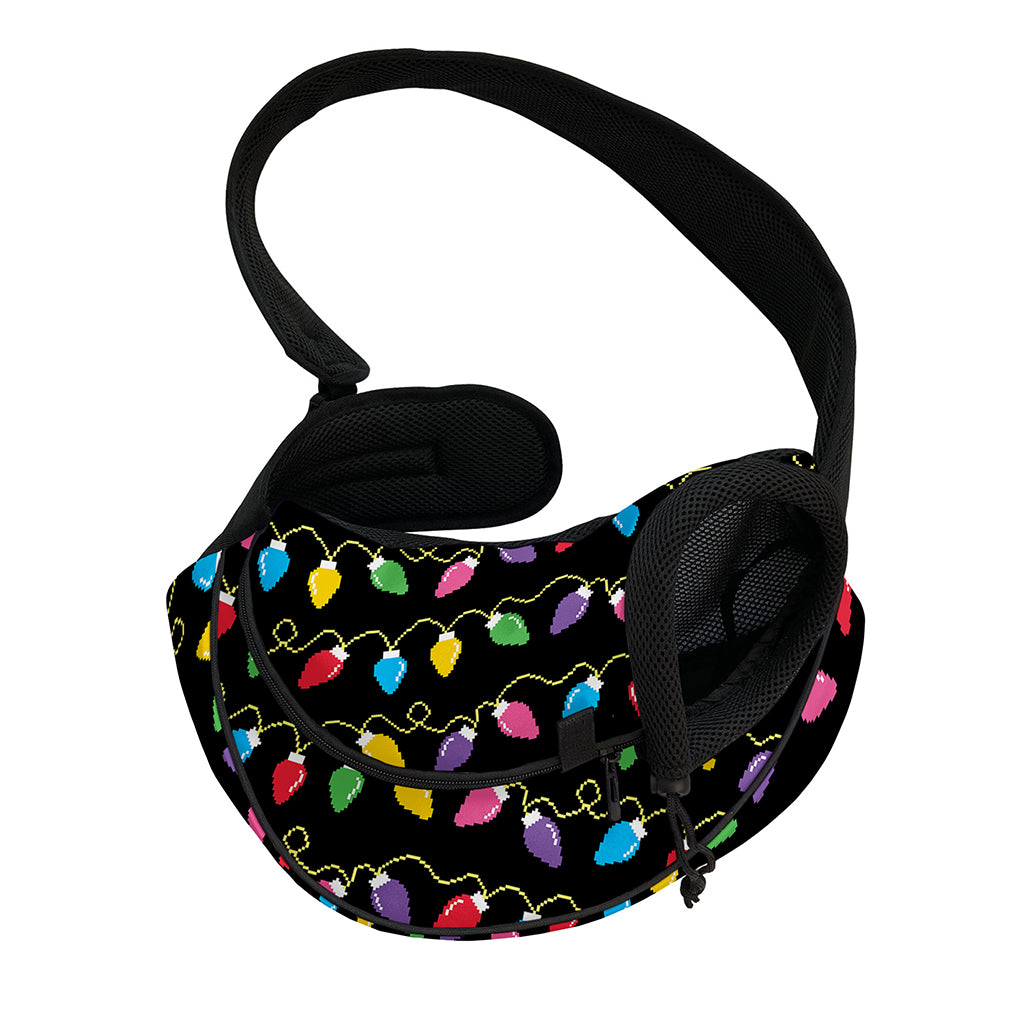 Pixel Christmas Lights Print Pet Sling Carrier