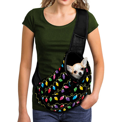 Pixel Christmas Lights Print Pet Sling Carrier