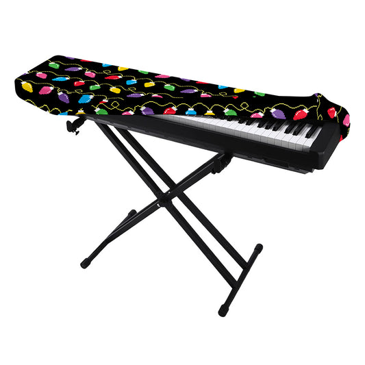 Pixel Christmas Lights Print Piano Keyboard Cover