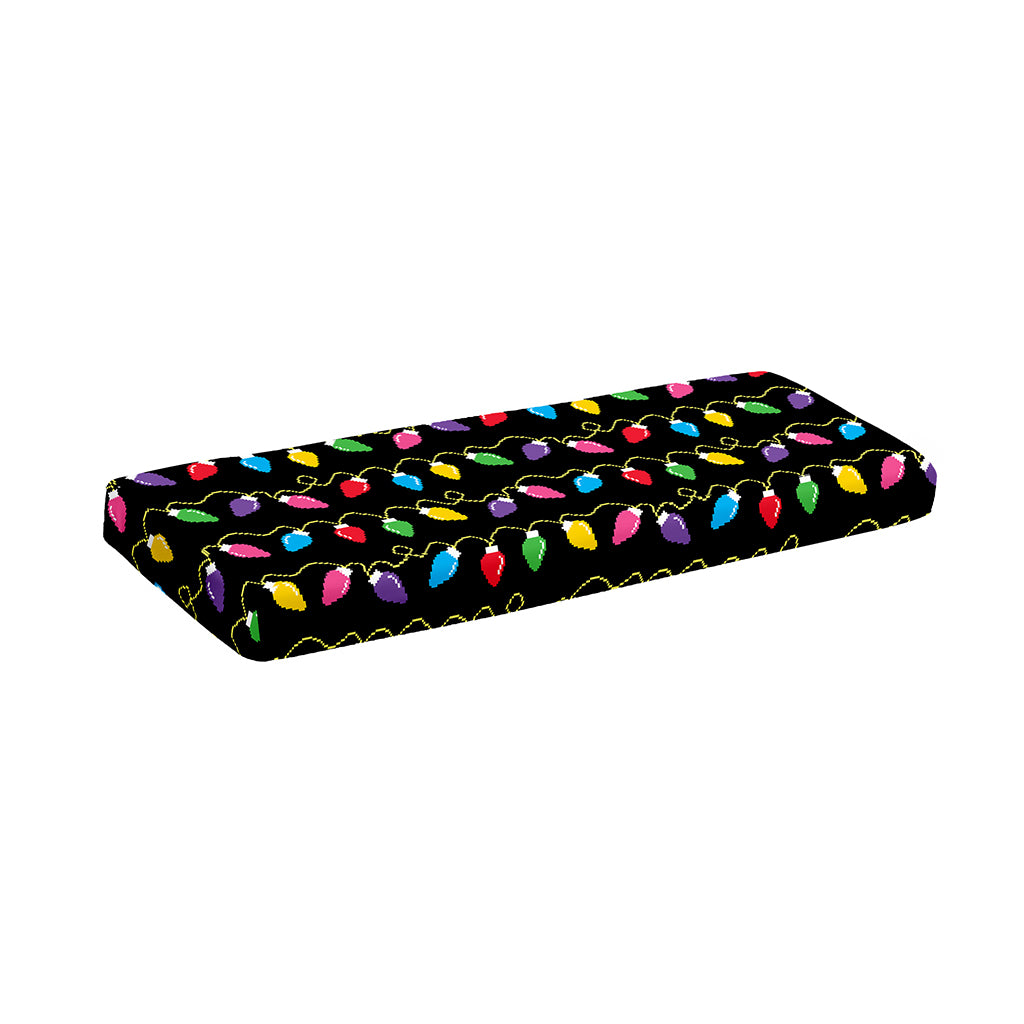 Pixel Christmas Lights Print Piano Keyboard Cover