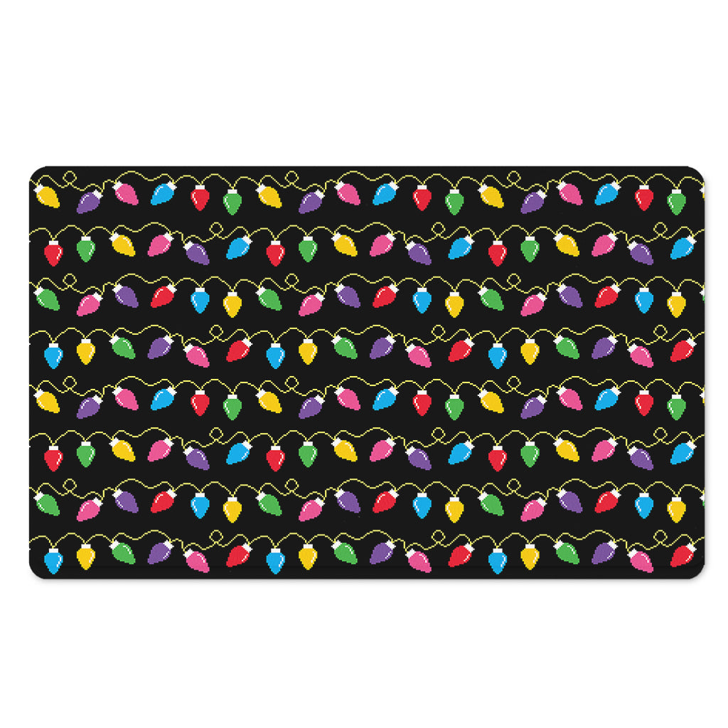 Pixel Christmas Lights Print Polyester Doormat