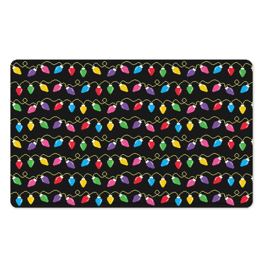Pixel Christmas Lights Print Polyester Doormat