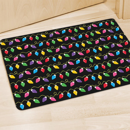 Pixel Christmas Lights Print Polyester Doormat