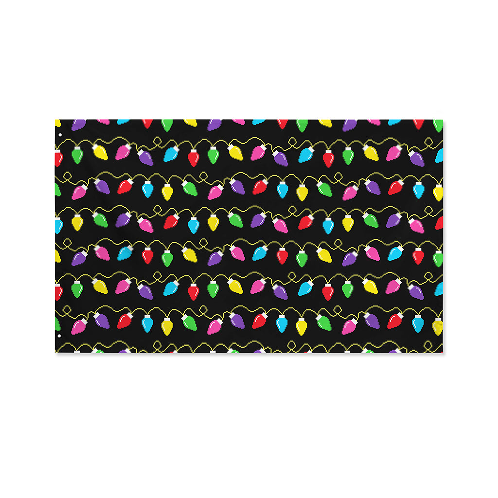 Pixel Christmas Lights Print Polyester Flag
