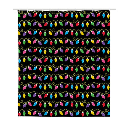 Pixel Christmas Lights Print Polyester Shower Curtain