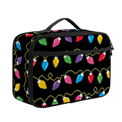 Pixel Christmas Lights Print Portable Lunch Bag