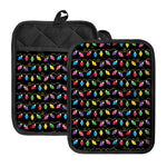 Pixel Christmas Lights Print Pot Holders With Pocket