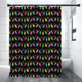 Pixel Christmas Lights Print Premium Shower Curtain
