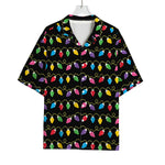 Pixel Christmas Lights Print Rayon Hawaiian Shirt