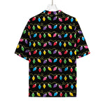 Pixel Christmas Lights Print Rayon Hawaiian Shirt