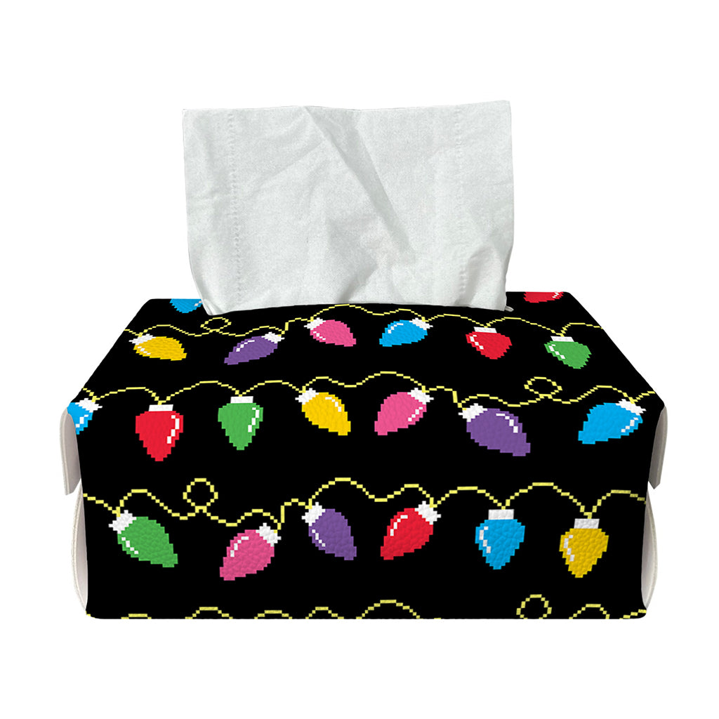 Pixel Christmas Lights Print Rectangle Tissue Box Cover
