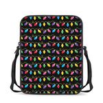 Pixel Christmas Lights Print Rectangular Crossbody Bag