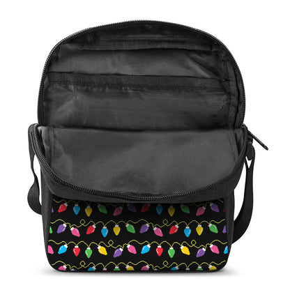 Pixel Christmas Lights Print Rectangular Crossbody Bag