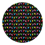 Pixel Christmas Lights Print Round Blanket