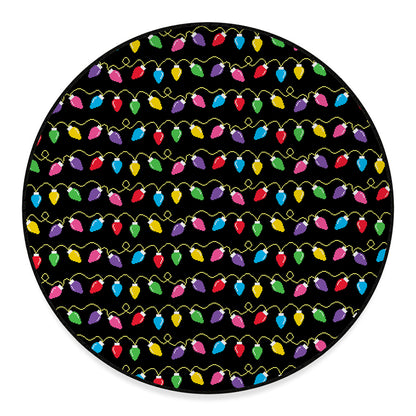Pixel Christmas Lights Print Round Floor Mat