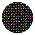 Pixel Christmas Lights Print Round Floor Mat
