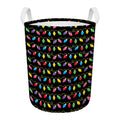 Pixel Christmas Lights Print Round Laundry Basket