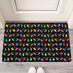Pixel Christmas Lights Print Rubber Doormat