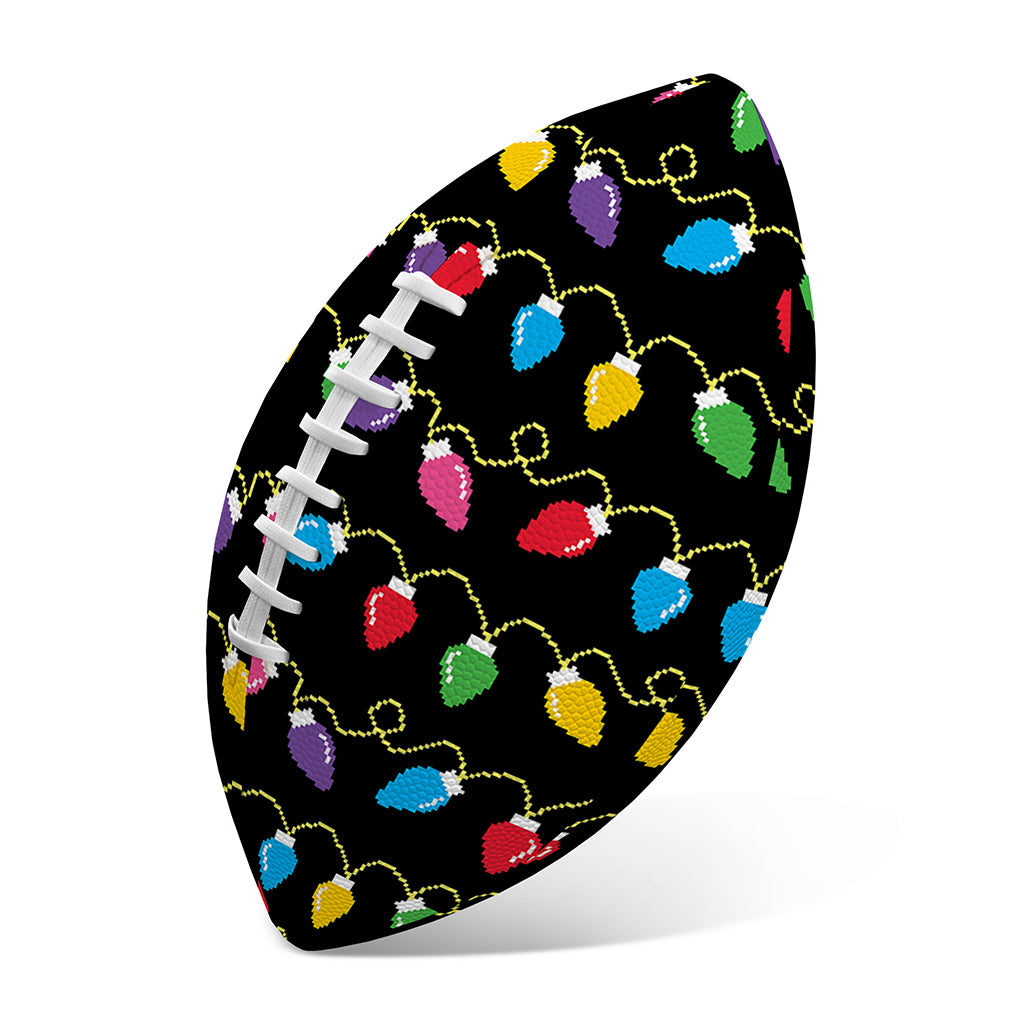Pixel Christmas Lights Print Rugby Ball
