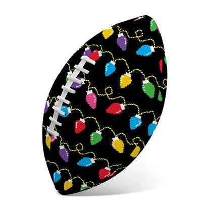 Pixel Christmas Lights Print Rugby Ball